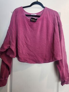 Double Zero Washed Rose Cropped Crewneck Sweatshirt M Euc